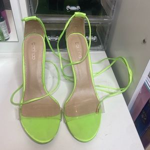 Green/clear sandal heel